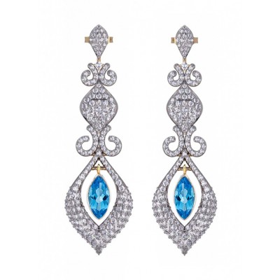Beautiful Blue Topaz & Diamond Earrings
